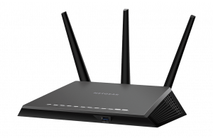 A wireless network router.