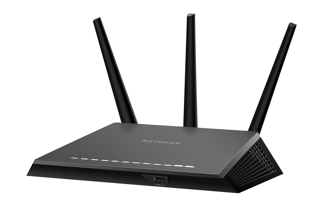 A wireless network router.